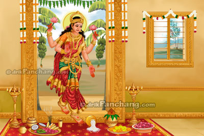 welcoming Goddess Lakshmi into home